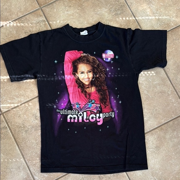 Anvil Tops - Miley Cyrus Cosmic Black and Pink Short Sleeve Tee